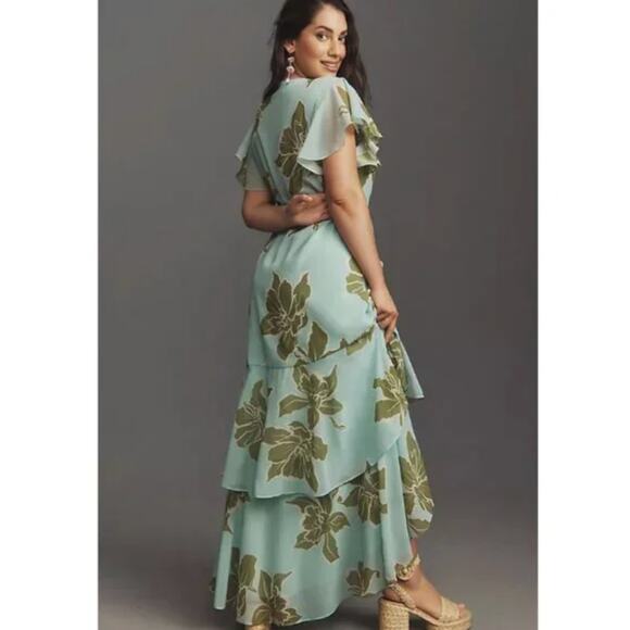 HUTCH Floral Tiered Wrap Maxi Dress Size MP - Picture 1 of 13